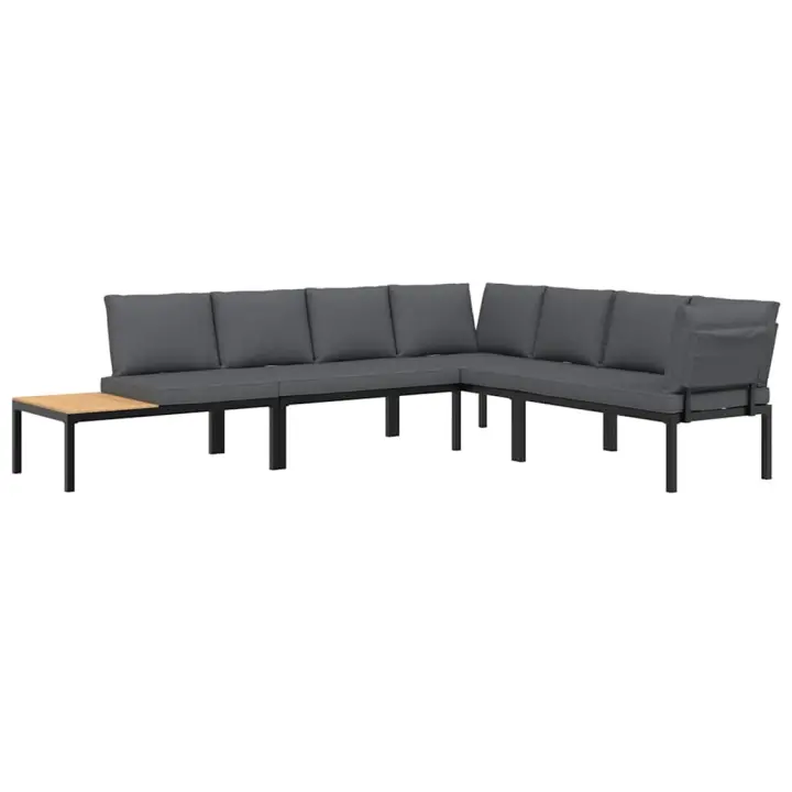 vidaXL Set de sofás de jardín con cojines 4 piezas aluminio negro - 1