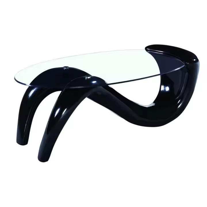 Mesa de centro oval "Maya" en fibra de vidrio - Negro - 1