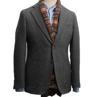 Traje De Lino Gris Para Hombres Formal Conjunto De Chaqueta Negra Y Pantalones Estilo Casual Para Bodas Y Compromisos - details 1