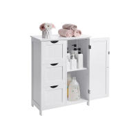 Armario de baño de pie, 3 cajones grandes y estante ajustable, en blanco, 60x30x81 cm - details 2