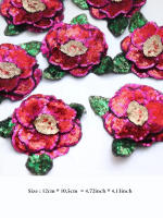 1 Pieza Patch De Rosa 3D Con Lentejuelas Rojas Para Moda Aplicación Brillante En Ropa DIY Parche Floral Para Adultos - details 0
