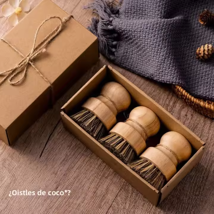 Cepillo De Limpieza Para Cocina Con Mango De Madera Y Sisal De Coco Ecológico Regalo Especial Limpieza De Platos Resistente Y Duradero - 1