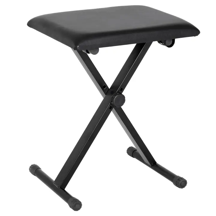 HOMCOM Taburete para piano Banco para piano Banco para piano Taburete cosmético Altura regulable Plegable Metal Cuero artificial Espuma Negro 39 x 29 x 37-47 cm - 1