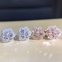 Pendientes De Flor De Lujo Para Mujer Huitan Con Cristal Cubic Zirconia Inlaid Accesorios Estilizados Para Fiesta Joyería De Uso Diario - details 4