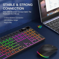 Combina De Teclado Inalámbrico Y Ratón Con Iluminación Retroiluminada Tamaño Completo Ergonómico Con Soporte Para Teléfono Y Tableta 2.4G Ratón Para PC Y Laptop - details 9