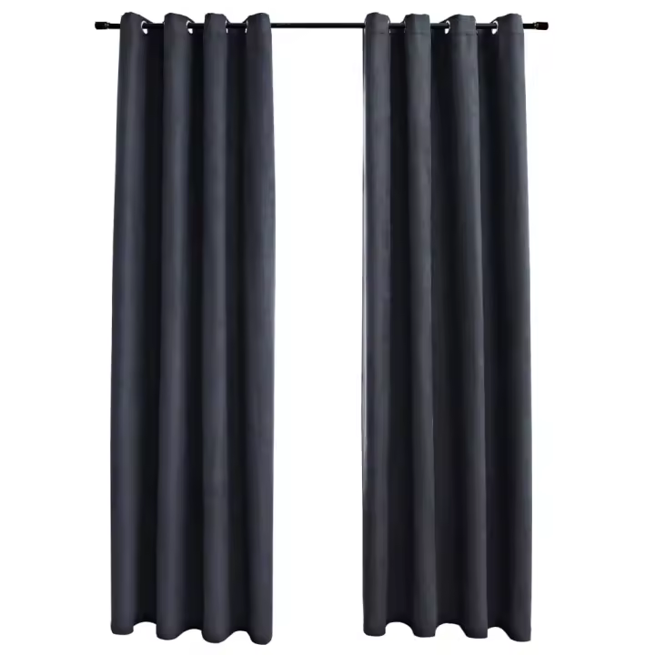vidaXL Cortinas Opacas con Anillas de Metal (2 unidades) Antracita Decoración Dimensiones 140 x 175 cm, 140 x 245 cm, 140 x 225 cm - 1