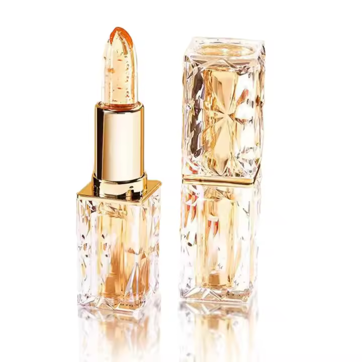 Lápiz labial que cambia de color, lápiz labial dorado con cristales, labial transparente resistente a las transferencias, bálsamo labial hidratante de larga duración (2 unidades) - 1