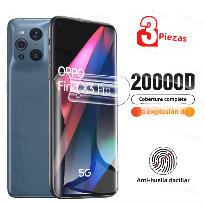 3Pcs Película De Hidrogel Para OPPO Reno 2 3 4 7 8 9 pro plus Find X3 Neo X5 Lite pro Protector De Pantalla HD Compatible Con OPPO A1 A17 A97 A74 A96 - 1