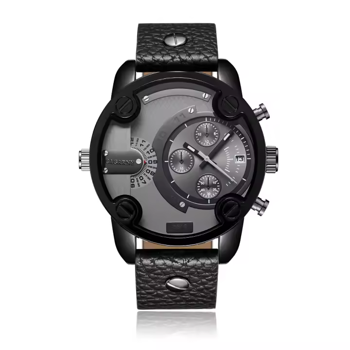 Reloj De Hombre CAGARNY 6819 Estilo Casual Moda Cuero Resistente Al Choque Con Fechador Pantalla Grande Impermeable - 1