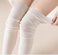 Medias Altas Hasta La Rodilla Para Mujer Algodón Y Poliéster Espesas Para Otoño E Invierno Medias De Punto Con Rayas Verticales Y Colores Sólidos - details 23