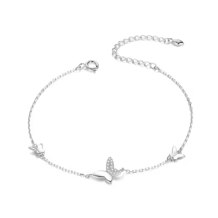 Pulsera De Mariposa Original WOSTU En Plata De Ley 925 Con Cadena De Zirconia Ajustable Para Mujer Joyería CQB197 - 1
