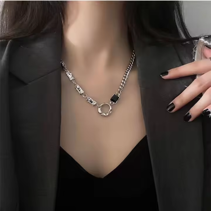 Collar De Pareja Estilo Frío Con Circonia Irregular En Forma De Círculo Joyería De Fiesta De Alta Gama Para Hombres Y Mujeres - 1