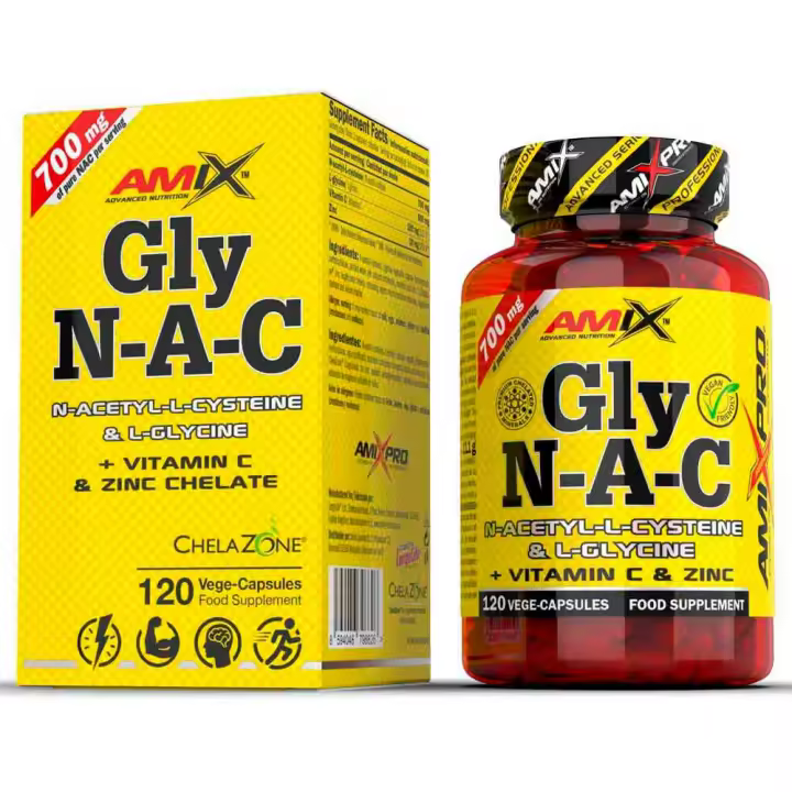 Amix GlyN-A-C 120 Caps - Combinación de N-Acetil-L- Cisteína y Glicina enriquecida con vitamina C y Zinc - 120 Cápsulas - 1