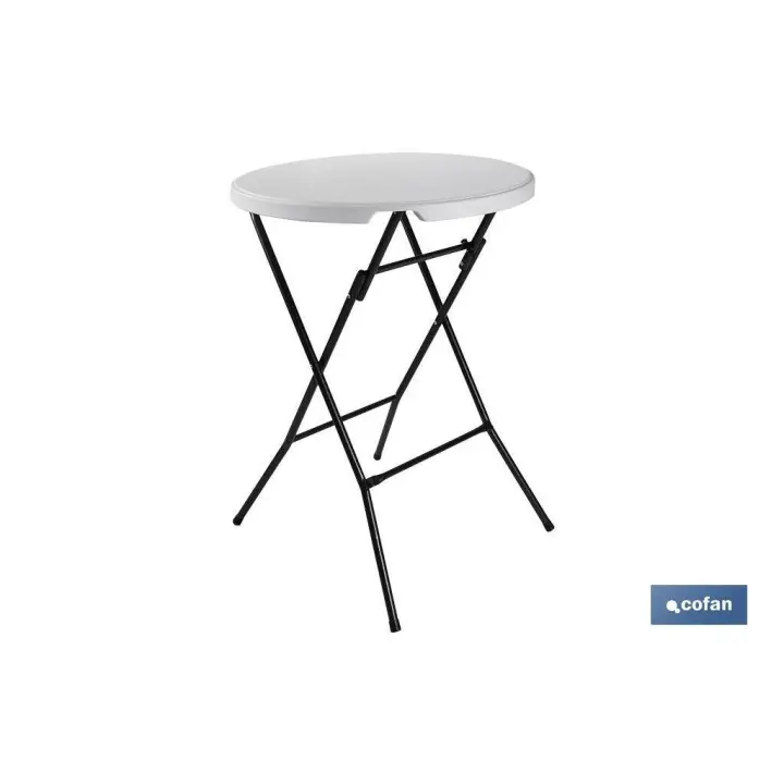 Mesa Alta Plegable Redonda Cofan Blanco Ø 80 X 110 Cm - 1
