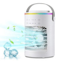 Aire acondicionado portátil, mini enfriador de aire 3 en 1, ventilador silencioso, 3 velocidades, 2 modos de pulverización, 600 ml, con asa, ideal para dormitorio y oficina, anillo de luz ambiental. - details 0