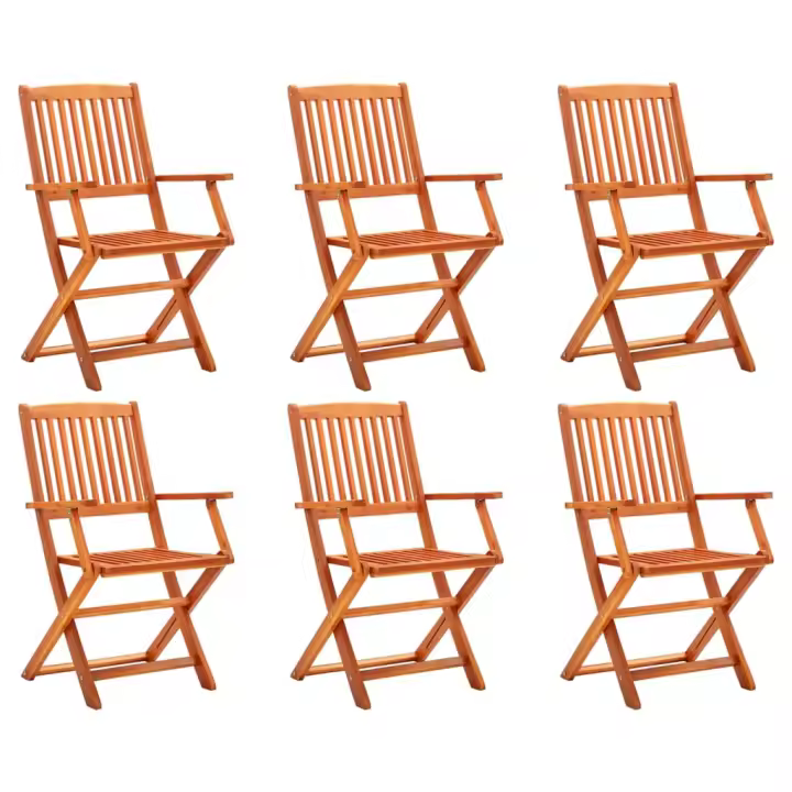 vidaXL Sillas de jardín plegables 6 pzas madera maciza de eucalipto - 1