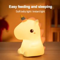 Lámpara Nocturna De Silicona Unicornio Para Niños Luz LED Recargable Por USB Decoración De Habitación Animal Cartoon Lámpara Táctil Para Regalos - details 17
