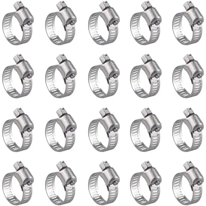 Lote de 20 Colliers de Serrage en Acier Inoxygen-Réglables (16-25mm), Résistants à la Rouille, pour la Fivation des Tuyaux - 1