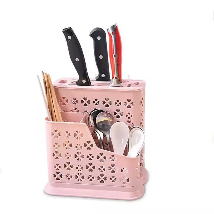 Cubertería de plástico para utensilios de cocina Rosa - 1