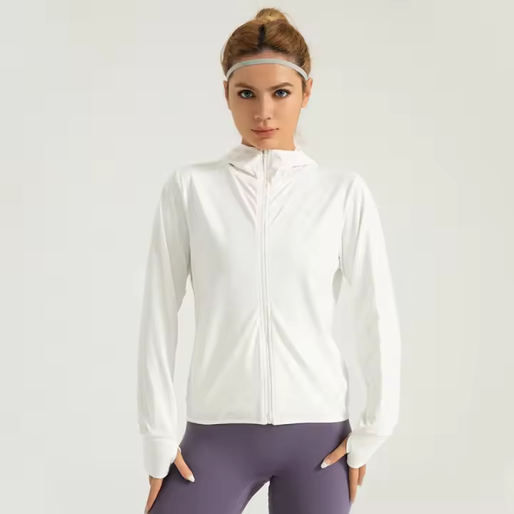 Nueva chaqueta con capucha de protección solar para mujer chaqueta de protección solar transpirable jacquard al aire libre - 1
