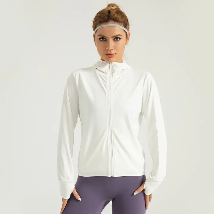 Nueva chaqueta con capucha de protección solar para mujer chaqueta de protección solar transpirable jacquard al aire libre - 1