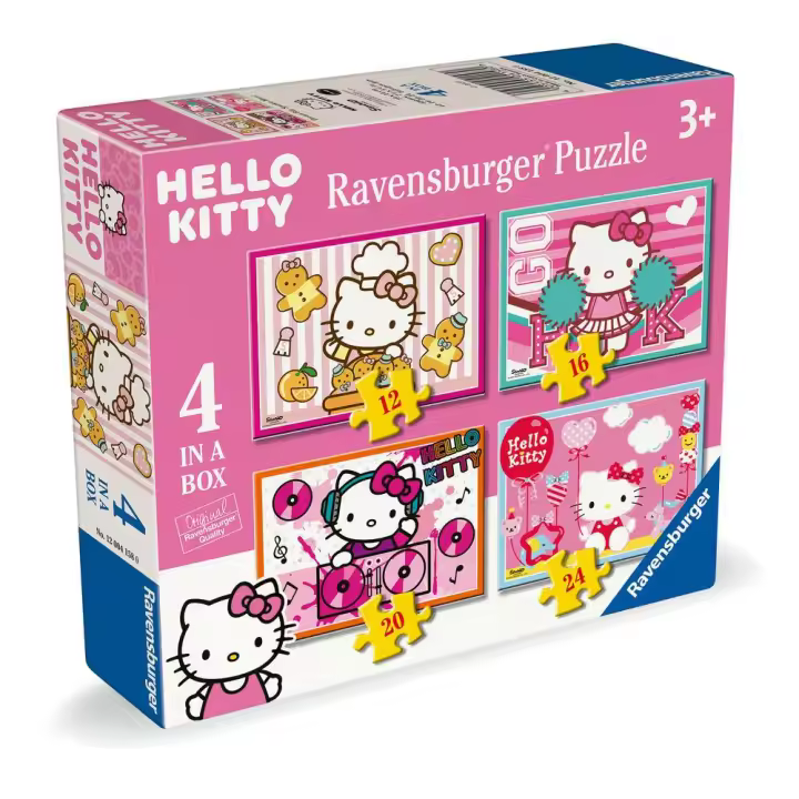 RAVENSBURGER PUZZLE 4 IN A BOX 12/16/20/24 PIEZAS HELLO KITTY 10  12  14  16 PIEZAS 20x23x4 Cms. - 1
