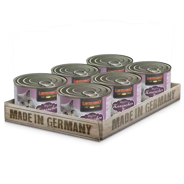 LEONARDO Quality Selection - Comida húmeda de calidad para los gatos adultos más exigentes, sin cereales, sin azúcar (packs de 6 latas) - Recetas cocinadas con mucho mimo - 1