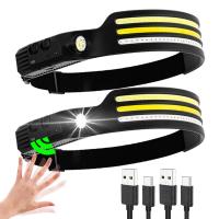 Lámpara De Cabeza LED COB Con Sensor Y Batería Integrada Lámpara De Mano Recargable USB Con 10 Modos De Iluminación Resistente Al Agua Para Emergencias - details 7