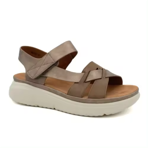 Sandalias mujer planta acolchada KISS KISS M2532 en taupe y negro - 1