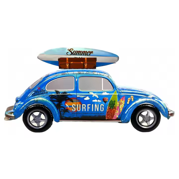 CAPRILO REGALOS & DECORACIÓN Adorno Pared Decorativo de Metal "Coche Surf Azul". Vehículos. Cuadros y Apliques. Decoración Hogar. Regalos Originales. 50 x 0,50 x 25 cm - 1