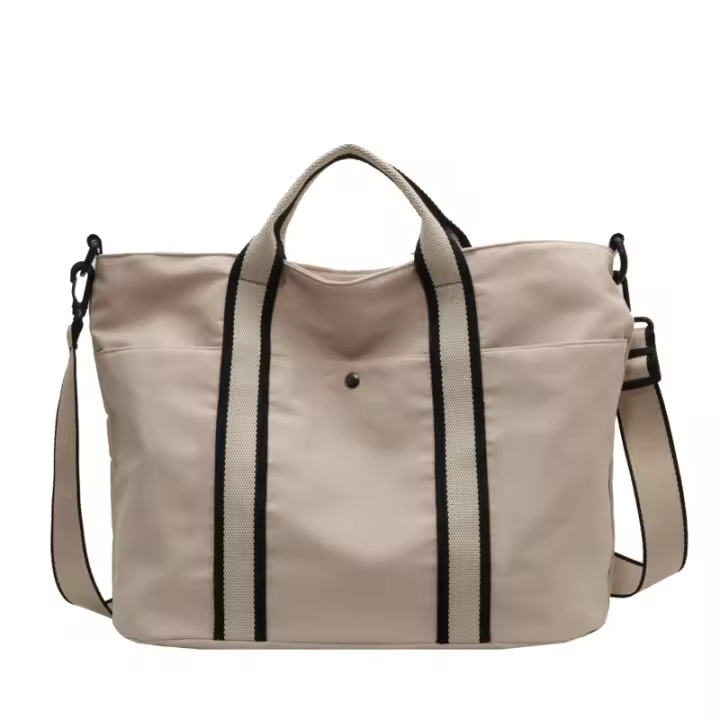 Bolsas para mujeres nuevo estilo, simple campus deportes bolsa de lona, bolso de mano, bolsa de hombro casual de gran capacidad, blanquecino - 1