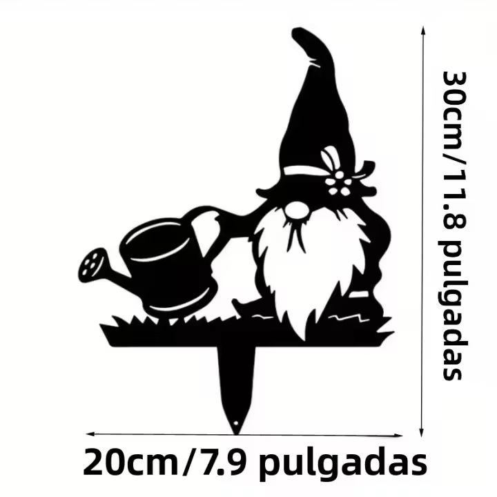 1pc Decoración De Jardín De Metal De Santa Y Silueta De Gnome Para Jardín Exterior Grande Inserto Para Valla De Jardín - 1