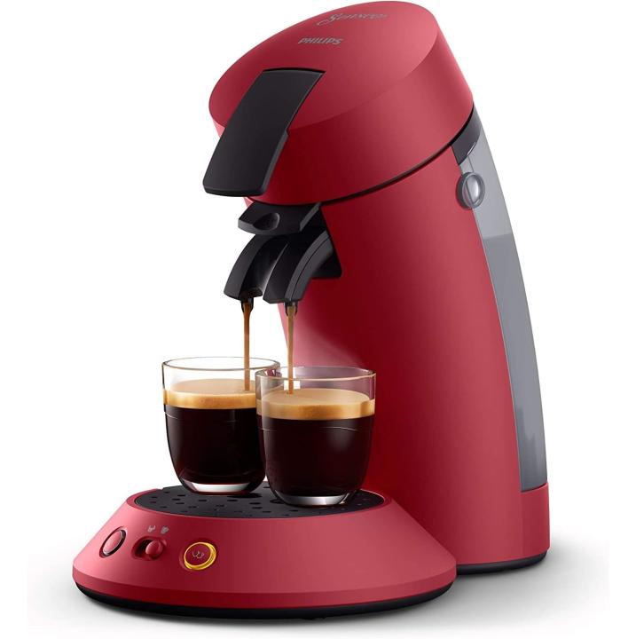 PHILIPS CSA210/91 Cafetera de Monodosis Senseo Original Plus, Tecnología Coffee Boost, Hecha con Plástico Reciclado, Roja