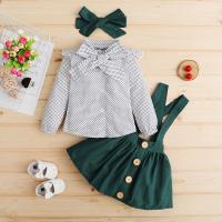 Conjunto De Ropa Para Bebé Niña Con Punto De Luto Top De Manga Larga + Vestido Con Suspensión + Diadema Estilo De Moda Para Otoño Edad 1-4 Años - details 0