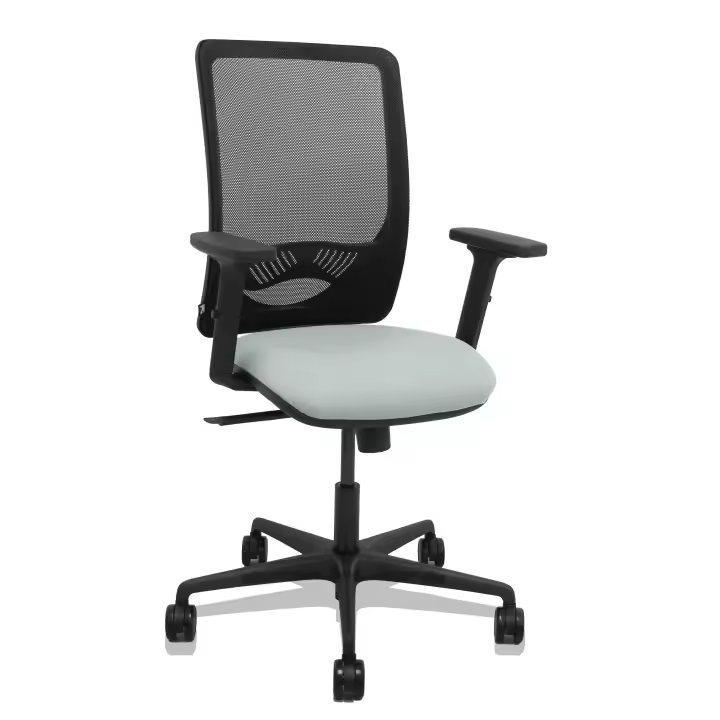 Silla Zulema sincro malla negra asiento bali gris claro brazos 2D ruedas 65mm - 1