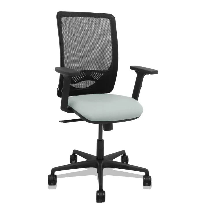 Silla Zulema sincro malla negra asiento bali gris claro brazos 2D ruedas 65mm - 1