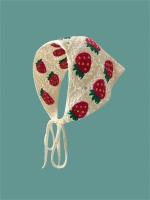 Diadema De Encaje Vintage Para Mujeres Hecha a Mano Con Pequeñas Margaritas Y Fresa En Rojo Estilo Dulce Y Casual - details 10