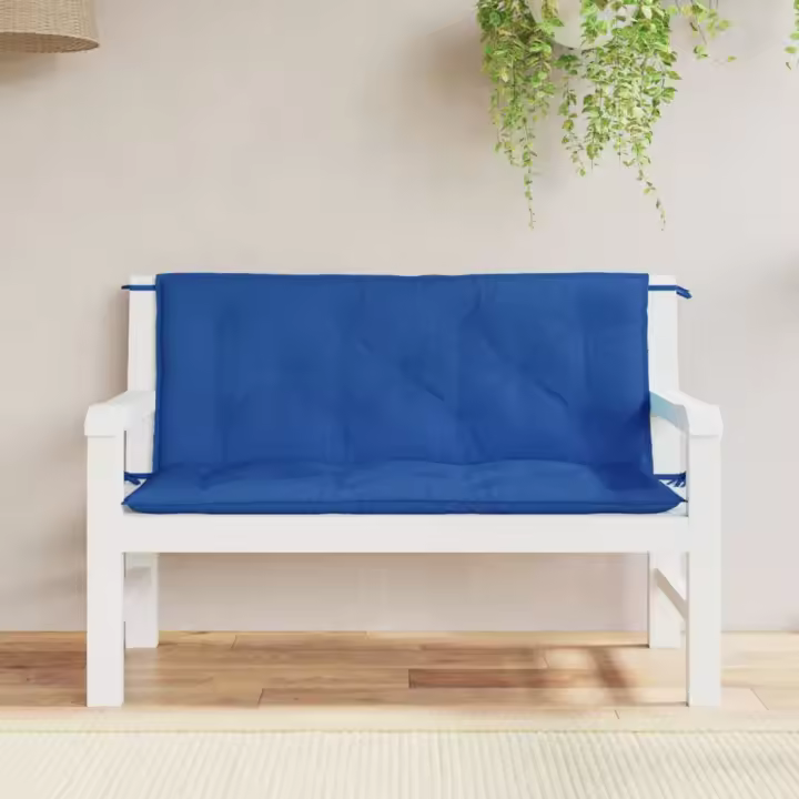 Cojines de banco de jardín 2 uds tela Oxford azul 120x50x7 cm - 1