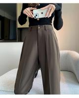 Pantalones De Trabajo Mujer Estilo Casual Cintura Alta Botones Talla Grande Color Caqui Largo Hasta El Tobillo Trasero Ancho - details 64