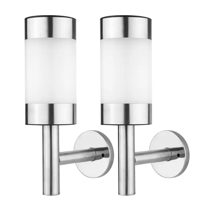 Aplique de Pared Luces LED Lámpara Solar de Acero Inoxidable Exteriores (Pack 2) - 1