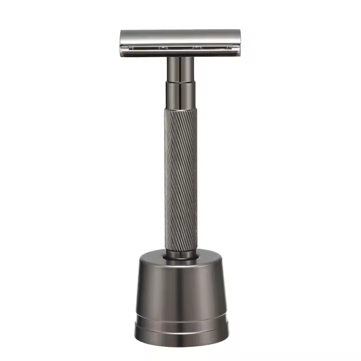 Afeitadora De Seguridad Con Doble Faja Larga Mango Acero Inoxidable Cabeza De Zinc Aleación Y Mango De Aluminio Reduce La Picazón Y Afeitado Smooth Para Rostro Cuerpo Y Bikini - 1