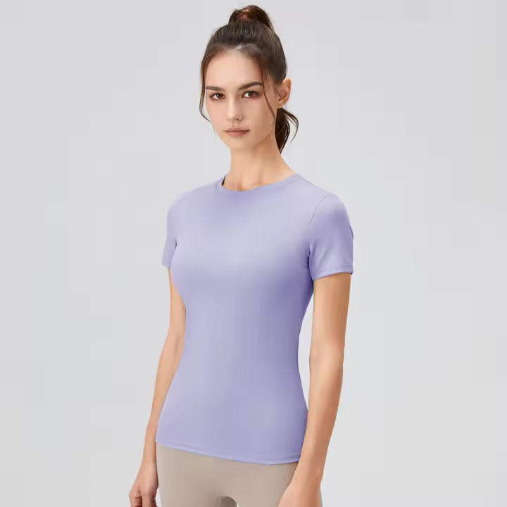 Camiseta Deportiva Para Mujer 2024 Técnica De Secado Rápido Top De Yoga Corto Manga Transpirable Y Cómodo Para Gimnasio Y Running - 1