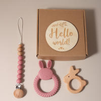 Juego De Regalo Para Bebé Recién Nacido Mordedor De Silicona Conejito Juguete De Madera Rattle Accesorios Para Fotografía - details 7