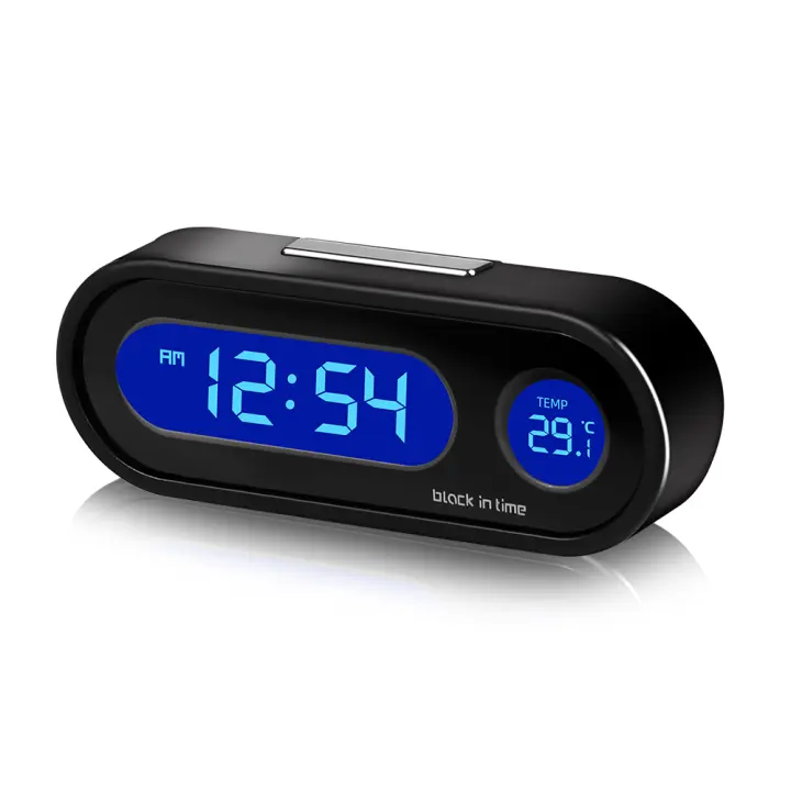 Reloj De Coche Digital Con Termómetro 2 En 1 Luminoso LCD Accesorios De Estilo Para El Coche Pantalla Digital De Tiempo Y Temperatura - 1