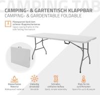 STARLEY-Mesa de Camping Plegable de Plástico y Patas de Acero 180 x 70 x 74cm Blanca Mesita Buffet de Eventos Interior Exterior para 6 Personas Tablero con Asa de Transporte para Jardín Terraza - details 6