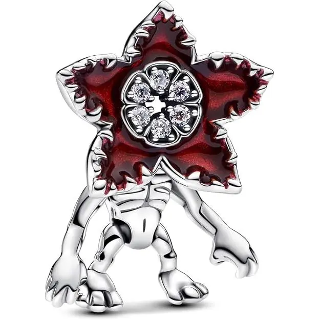 PANDORA Stranger Things- Colgante móvil de plata de ley con circonitas, compatible con pulseras Moments, Rot, Plata de ley, Circonita cúbica，Incluye Caja Original - 1