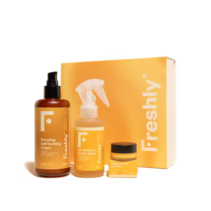 Freshly – Rutina corporal y capilar de bronceado y protección - Bronze & Protect + neceser de regalo - 1