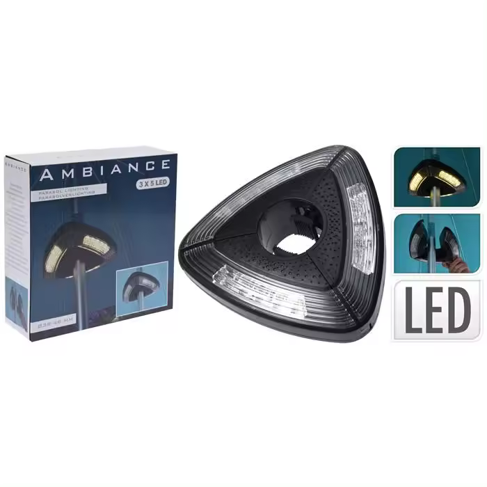 Ambiance Luz para Parasol LED Triangular 15 Bombillas Soporte Ajustable - 1