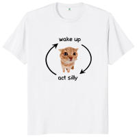 Camiseta De Gato Divertido Despierta Y Actúa Silvestre 100% Algodón Hombre Y Mujer Talla EU Estilo Gráfico Y2K Para Uso Diario Verano - details 4