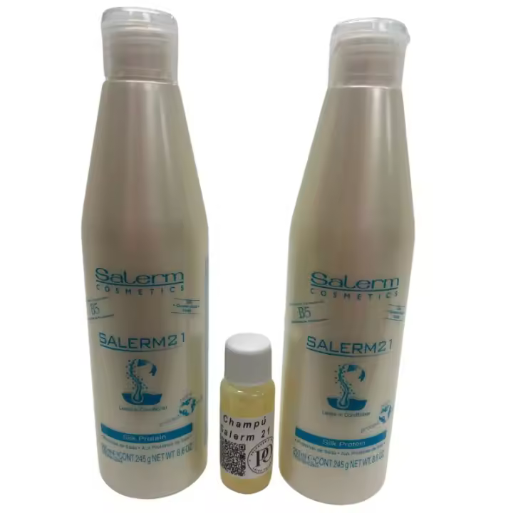 Salerm 21 Acondicionador Proteína de Seda sin Aclarado - Pack de 2 x 250ml más champú salerm 21 10ml - Nutrición Profunda para el Cabello - 1